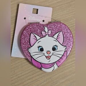 Disney The Aristocats Marie heart-shaped Fold compact mirror with pink glitter